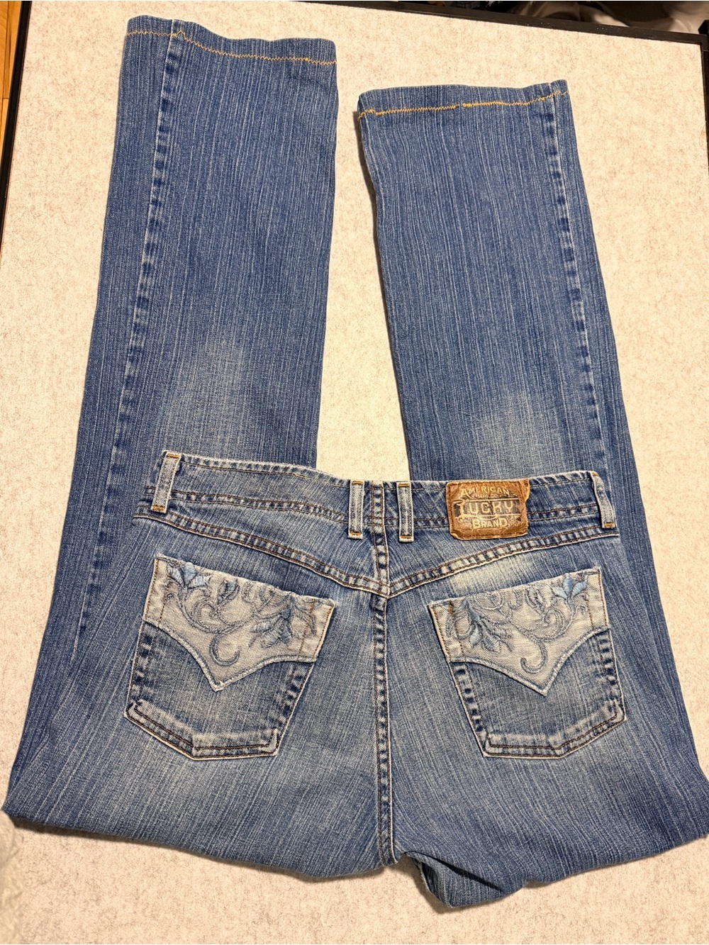 Vintage Lucky Brand Y2K Made in USA Bootcut Jeans 6/28 Embroidered